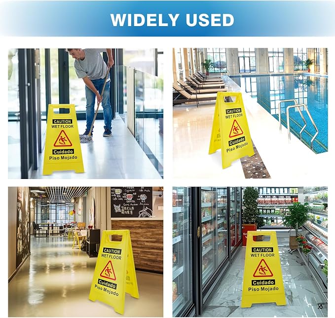 2 Pack Caution Wet Floor Sign, 17.5" Height, Bright Yellow, Double-Sided - Image 7