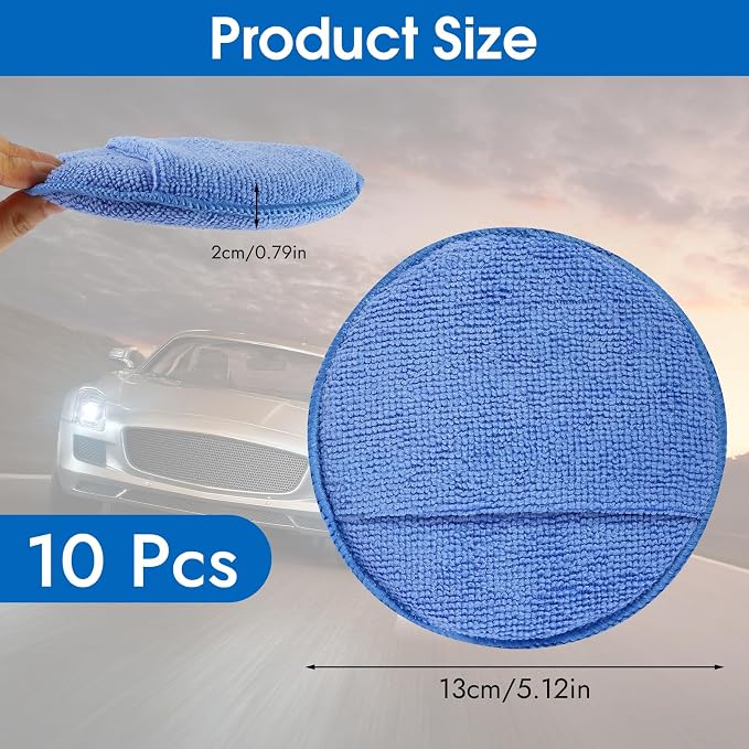 10 Pack Wax Applicator Pads, Microfiber Applicator Pad - Image 2