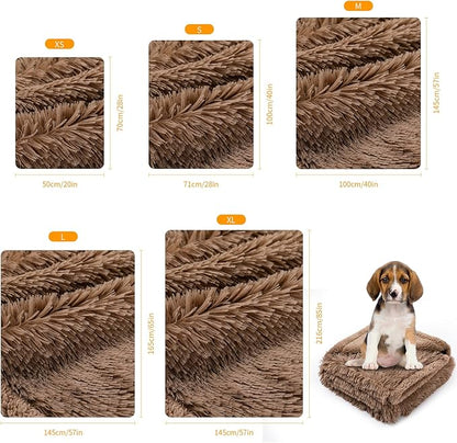 Brown Long Faux Fur Pet Throw Blankets Waterproof Dogs Calming Blanket Cat Puppy Couch Cover Love Bed Covers Washable (Brown,S)