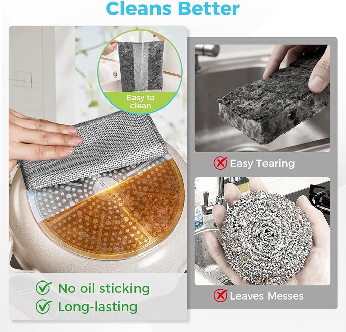 AIDEA Non Scratch Wire Dishcloth 24PK, Upgraded Wire Dishwashing Rag - Image 5