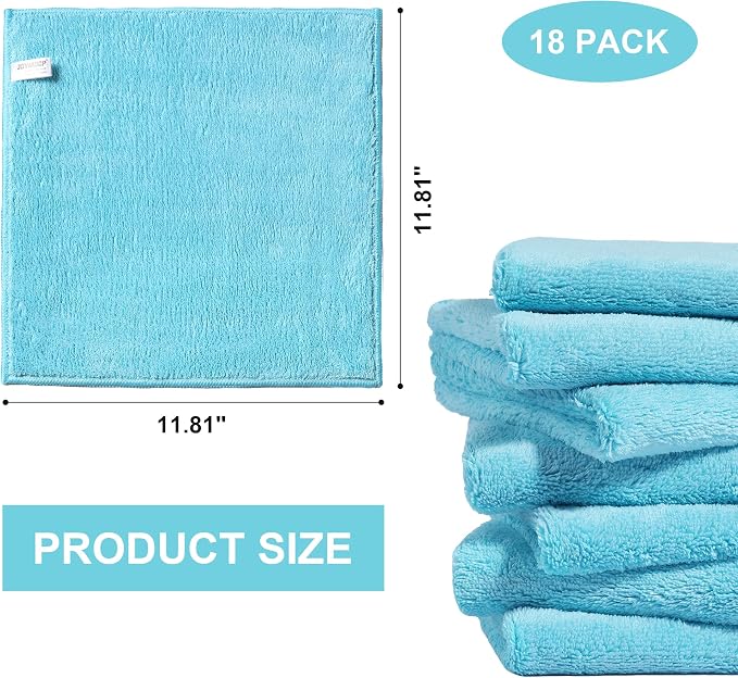 JOYMOOP Microfiber Cleaning Cloths Cyan, 11.8" x 11.8" Kitchen Towels – - Image 4