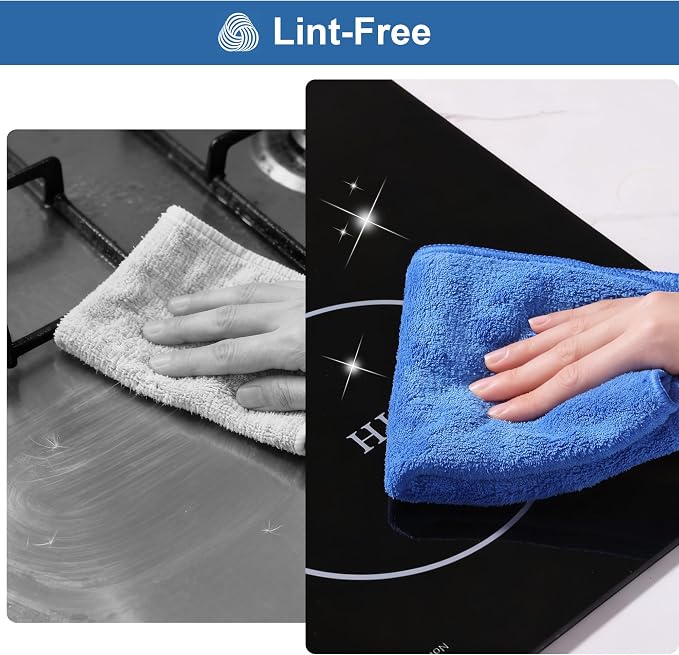 JOYMOOP Microfiber Cleaning Cloths 18 Packs, 11.8" x 11.8" Blue Reusable - Image 7