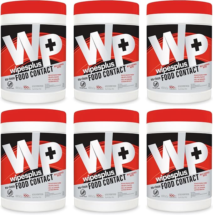 WIPESPLUS No-Rinse Food Contact Wipes Canister Multi-Surface Wipes, Unscented - Image 2