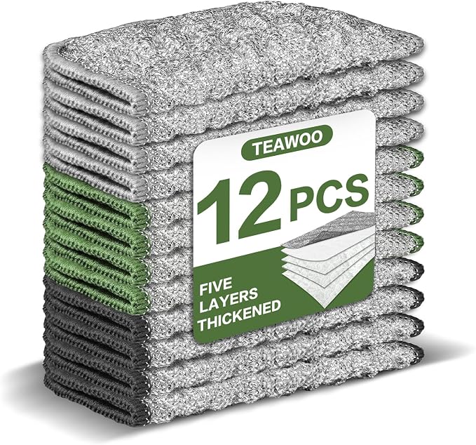 12 PCS Five-Layer Non-Scratch Multipurpose Steel Wire Dishcloths, Reusable by TEAWOO