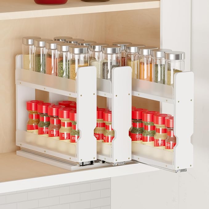 SpaceAid Bamboo Pull Out Spice Rack Organizer by SpaceAid