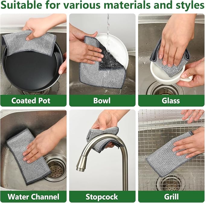 6Pack Double Side Wire Dishcloth, Upgrade Wire Cleaning Cloths, Soft - Image 6