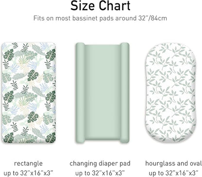 Baby Bassinet Sheets 3 Pack, Fitted Mattress Sheets for Boys & Girls, Ultra Soft Breathable, Universal Compatible with Halo Bassinest Swivel Sleeper(Sage Green, 32x16 Inch)