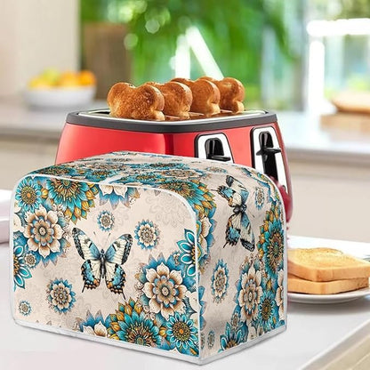 Boho Mandala Printed Toaster Cover for Anti-Dust & Fingerprint, Butterfly Printed Kitchen Small Appliance, Microwave Toaster Oven Cover Decor Accessories for Kitchen