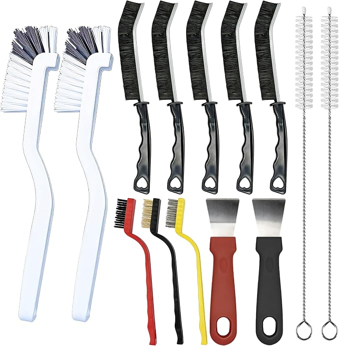 14Pcs Crevice Cleaning Brush Set, Hard Bristle Scrub Brushes Tools, V Shape by Unknown
