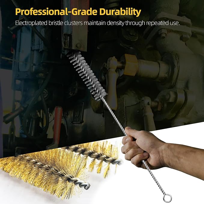 16Pcs Stainless Steel & Brass Wire Tube Brushes Bottle Brush Set, Narrow Spaces - Image 4