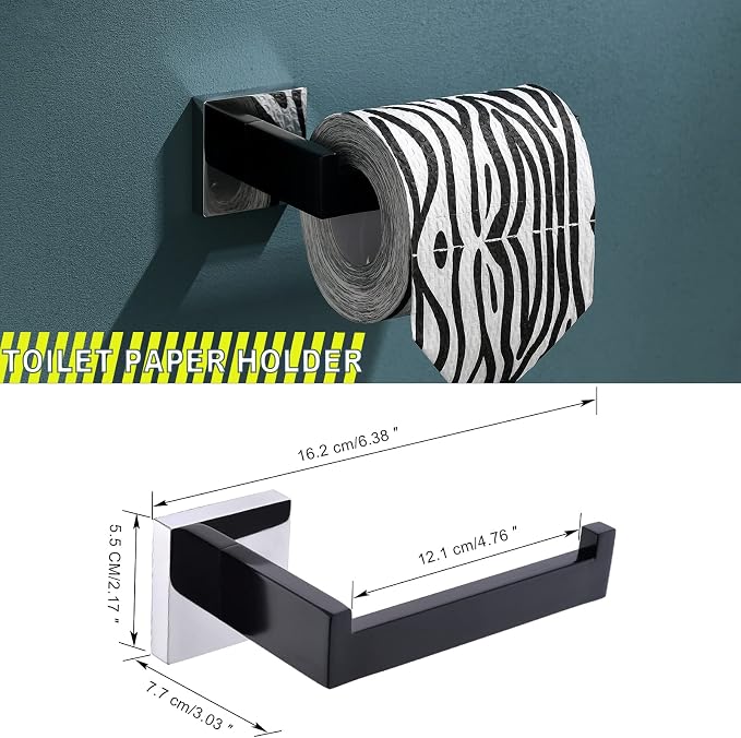 Bathroom Towel Bar Holder Sets Black and Polished 4-Piece Bathroom Hardware Set - Image 4