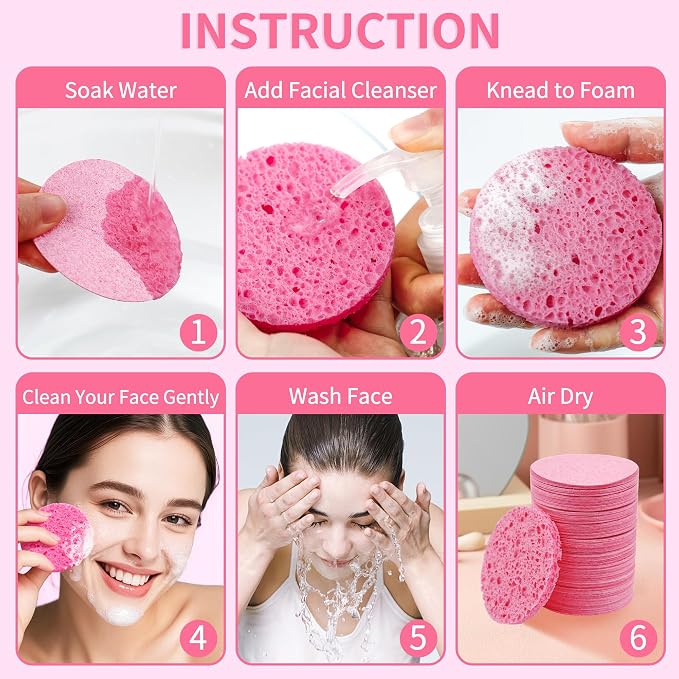 100-Count Compressed Facial Sponges, Natural Cellulose Face Sponges - Image 4
