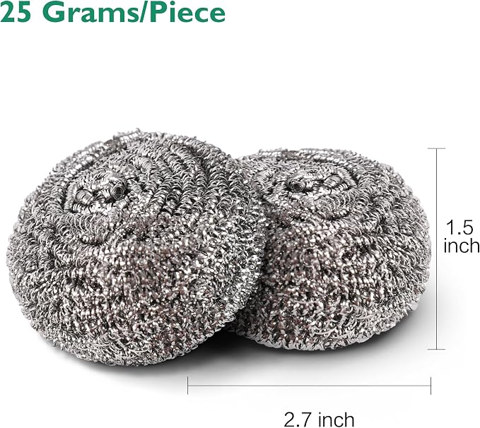 COOLJOB 6/12 Pack Stainless Steel Scrubber Sponges, Heavy Duty Tough Metal - Image 3