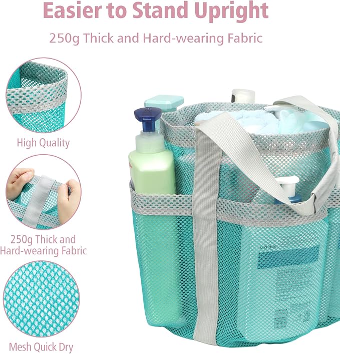 F-color Mesh Shower Caddy Portable, Large Capacity Shower Bag Basket Tote - Image 6