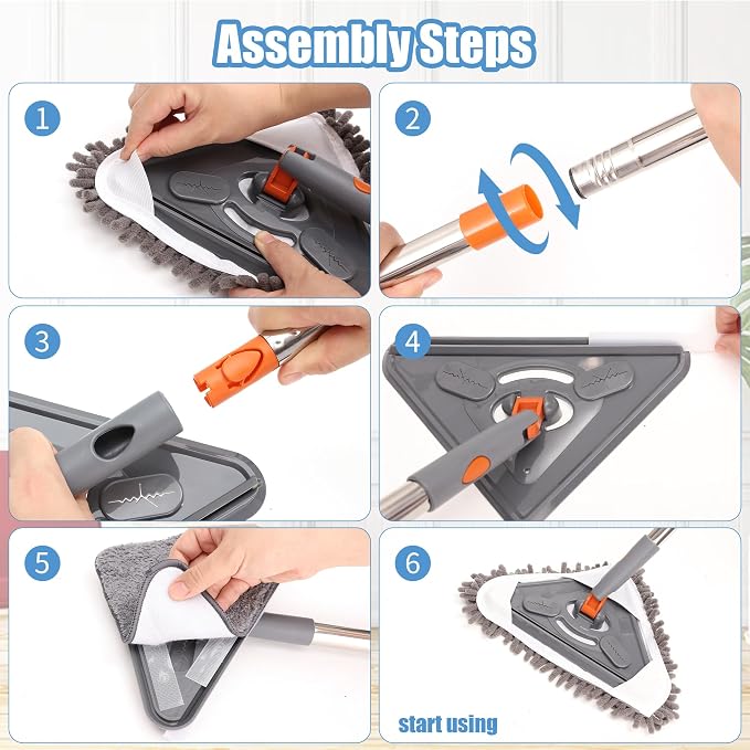 85" Wall Mop Cleaner with Long Handle and Stainless Steel Hook - Image 7