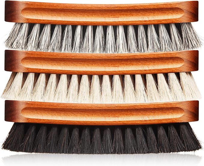 3 Pcs Horsehair Shoe Brush Kit Polishing Daubers Applicators Leather Care by Unknown