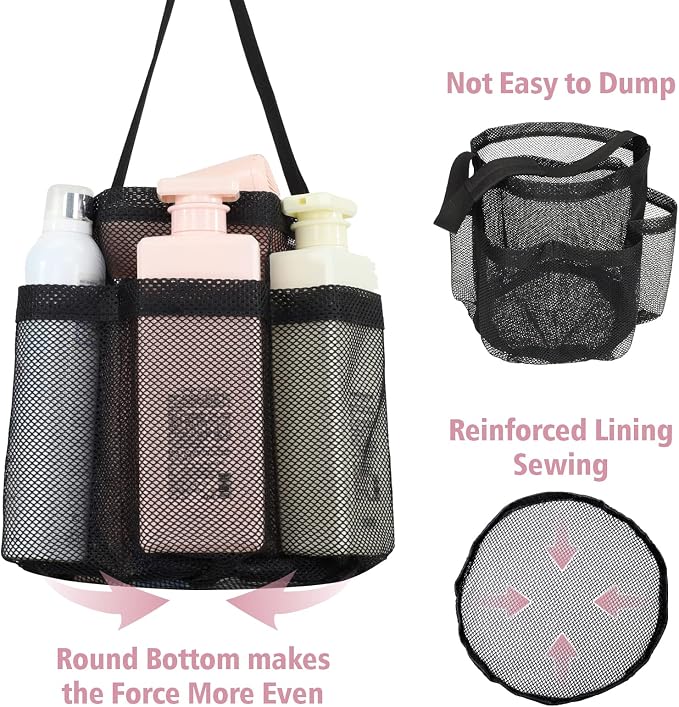 F-color Mesh Shower Caddy Portable, Large Capacity Shower Bag Basket Tote - Image 5