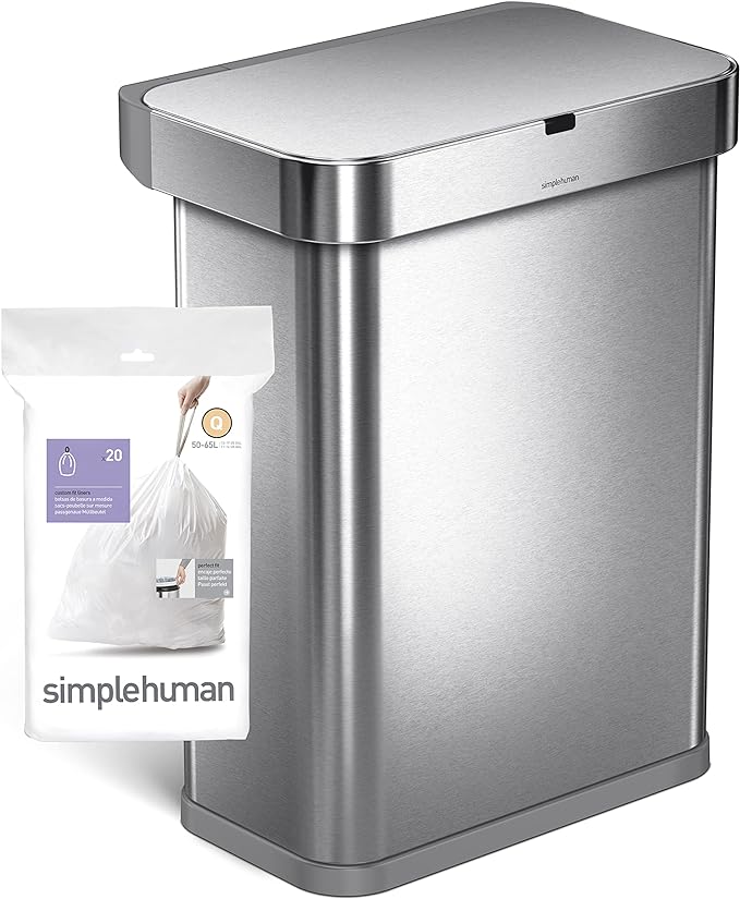 simplehuman Code Q 60 Count Custom Fit Liners, Drawstring Kitchen Trash Bags - Image 5