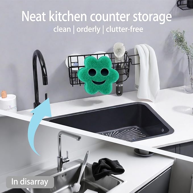 Sponge Holder Smile Face with Dish Cloth Hanger - Image 6