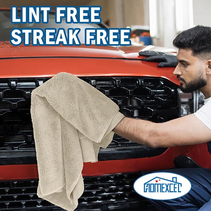 HOMEXCEL Professional Large Microfiber Car Drying Towels 2 Pack, Lint Free - Image 7
