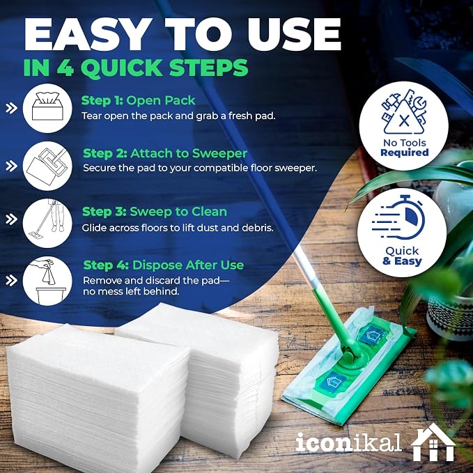 Iconikal Dry Mop Pad Refills | Fits Swiffer Dry Sweeping Cloths - Image 4