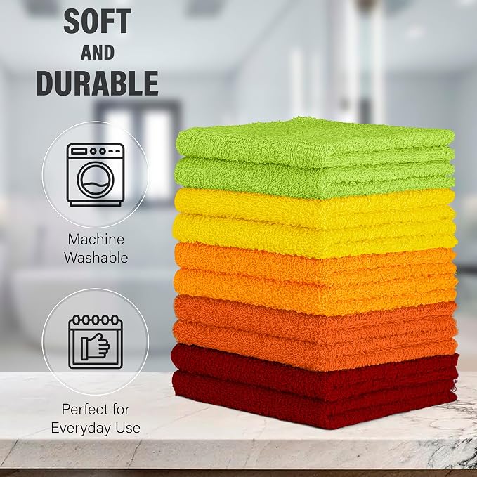 DecorRack 10 Pack 100% Cotton Wash Cloth, Luxurious Soft, 12 x 12 inch Ultra - Image 2