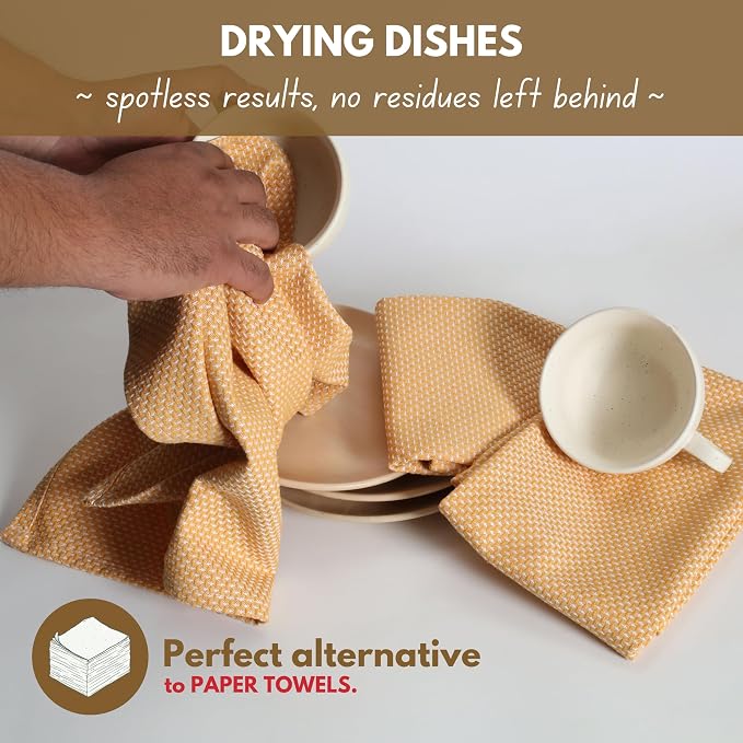 Native Fab 4 Pack Dotted Pattern Kitchen Dish Towels Cotton Super Absorbent - Image 3