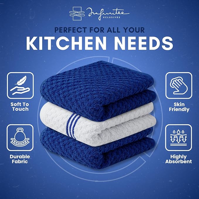 Infinitee Xclusives Premium Kitchen Towels – Pack of 3, 100% Cotton |15 x 25| - Image 5