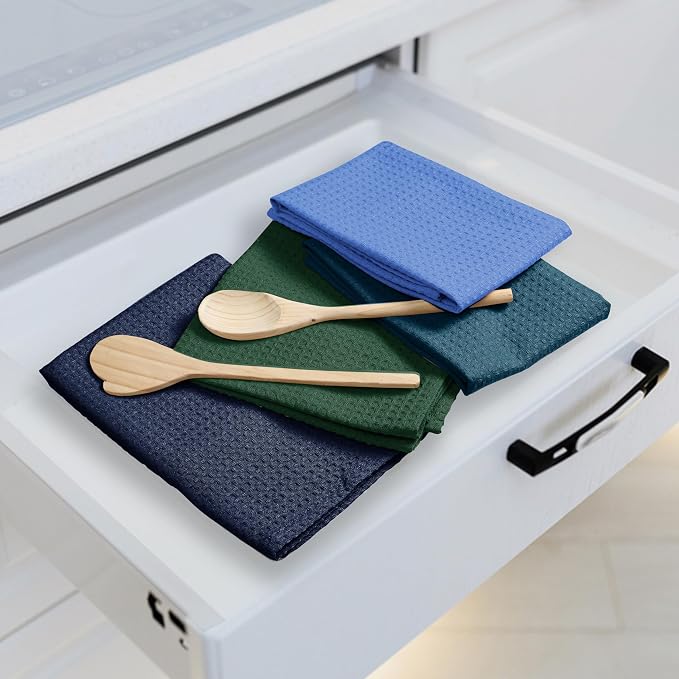 Multicolor Waffle Kitchen Towels, Fast Drying, 100% Cotton, Drying Dishes - Image 3