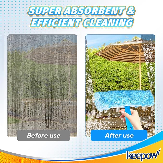 KEEPOW 10" Professional Microfiber Window Scrubber Refill Replacement Compatible - Image 4