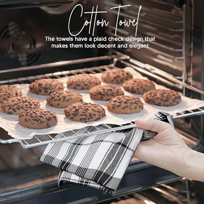 Utopia Towels Black & White Dish Towels 100% Ring Spun Cotton Highly Absorbent - Image 3
