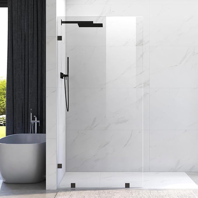 43" W ×80" H Shower Glass Panel, Frameless Fixed Glass Shower Panel by UNIKOOSHOWERDOOR