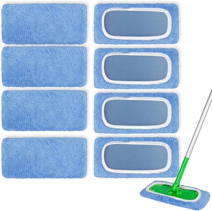 8 Pack Reusable Microfiber Mop Pads Compatible by AmaVins