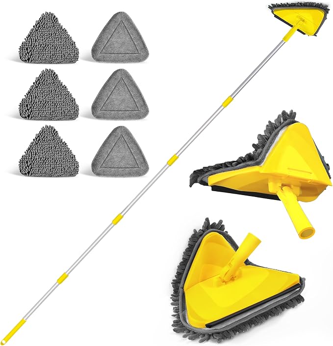 JEHONN Wall Mop with Long Handle 80 Inches, Upgraded 180° Collapsible Baseboard by JEHONN