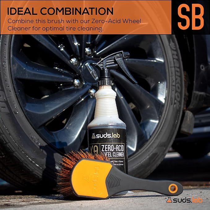 Suds Lab Wheel Spoke Brush Rubberized Handle Soft Bristle Car Detailing Wheel - Image 4