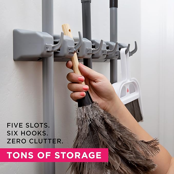 Berry Ave Broom Holder & Wall Mount Garden Tool Organizer- Kitchen, Garage & - Image 2