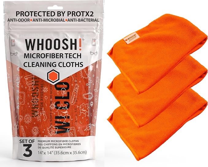 WHOOSH! Microfiber Cleaning Cloth, 3 Pack, Glasses and Screen Cleaning Cloth by WHOOSH