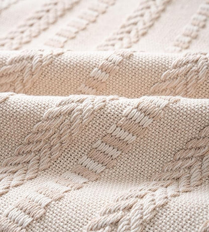 Boho Throw Pillow Covers 18x18 Inch Set of 2, Farmhouse Decorative Couch Pillow Cases, Beige Accent Pillows of Bed, Sofa Bedroom Living Room Home Decor Cushion Cover