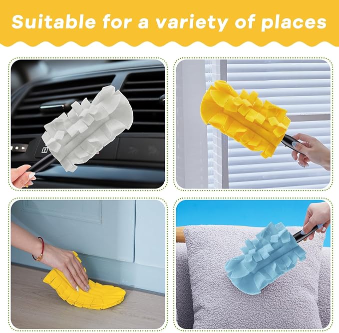 Zubebe 12 Pcs Duster Refill Reusable Fleece Duster Refills Feather Flat Dusters - Image 3