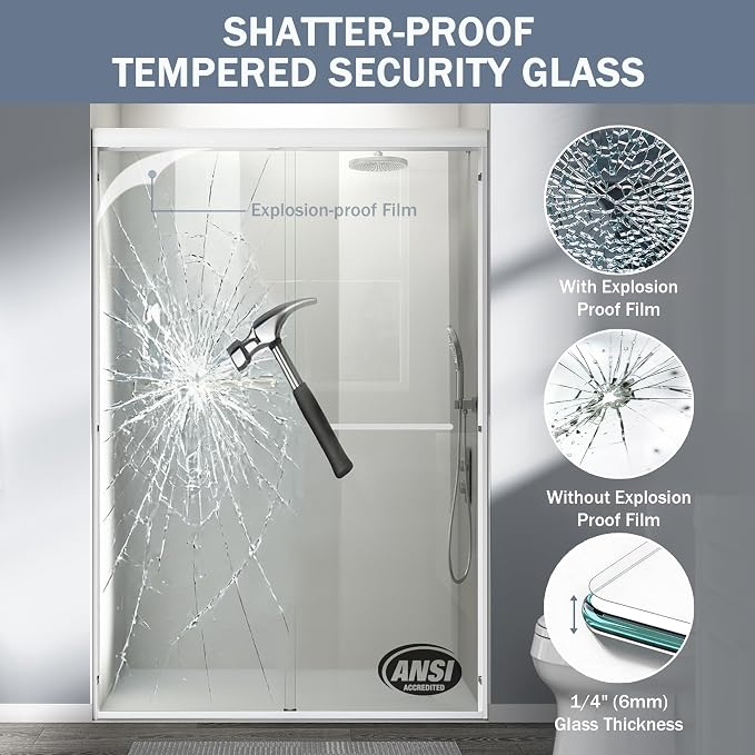 Abruzzo 44" - 48" Adjustable Width Double Sliding Shower Door - Semi-Frameless - Image 7