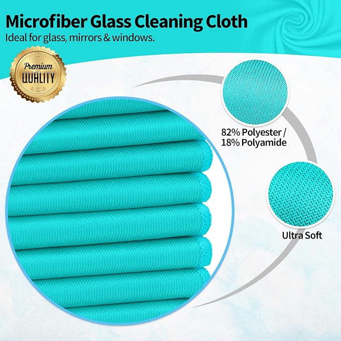 HOMERHYME Microfiber Cleaning Cloth, 12 Pack Window Glasses Cleaning Cloth - Image 2