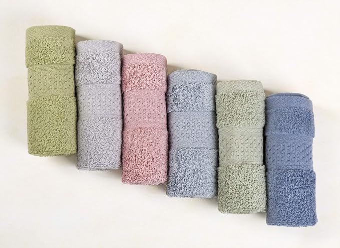 Cleanbear Pure Cotton Wash Cloths Face Cloths, 6 Colors per Set, 13 x 13 Inches by Cleanbear