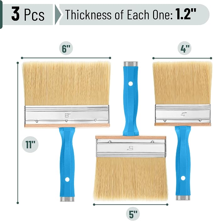 Bates- Deck Stain Brush Set, 3 Pack, 5” and 6”, Deck Stain Applicator, - Image 2