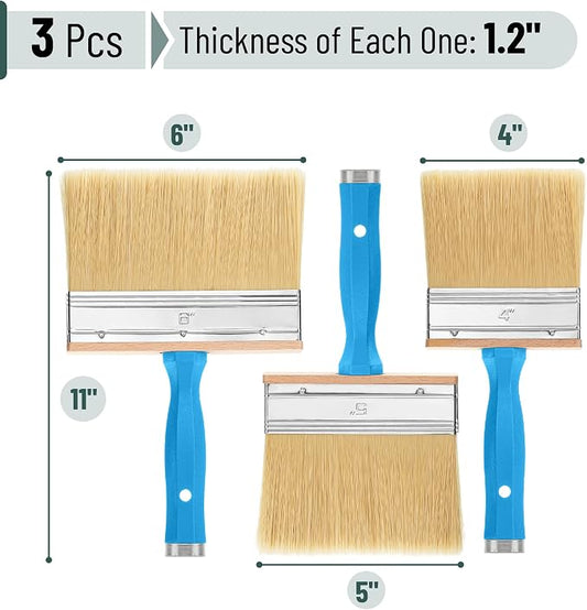 Bates- Deck Stain Brush Set, 3 Pack, 5” and 6”, Deck Stain Applicator, - Image 2