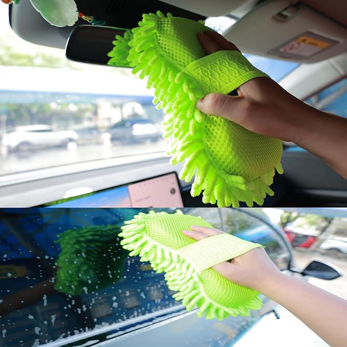 Microfiber Car Wash Sponge-Non-Scratch Wash Mitt-Two Sided Chenille Microfiber - Image 4