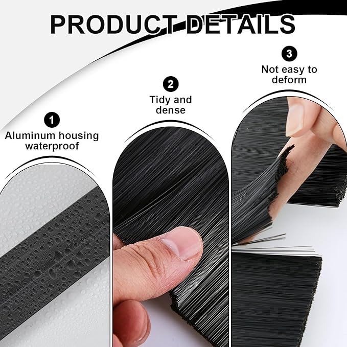 Frienda 2 Set Door Brush Bottom Sweep Brush Weather Stripping Aluminum Door Seal - Image 3