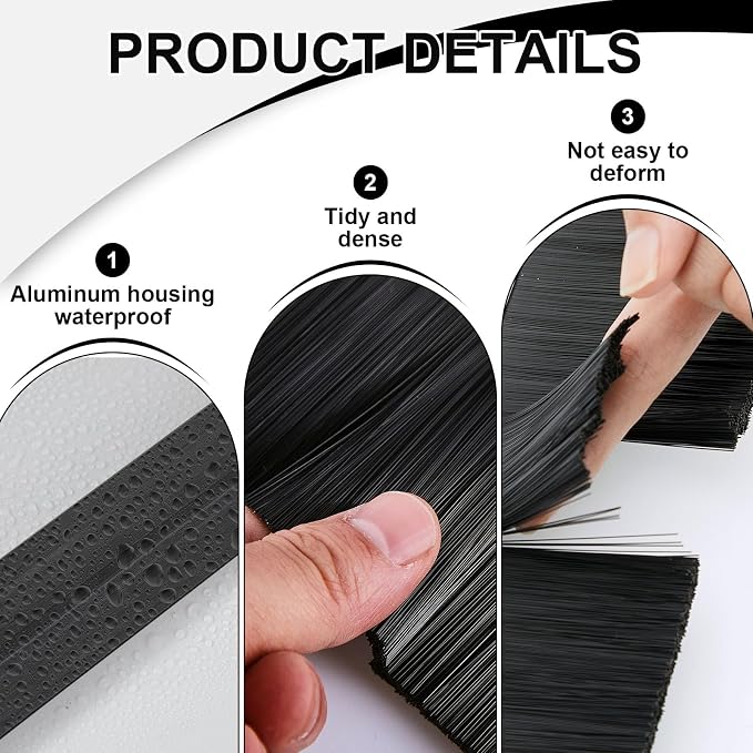 Frienda 4 Set Door Brush Bottom Sweep Brush Weather Stripping Aluminum Door Seal - Image 3