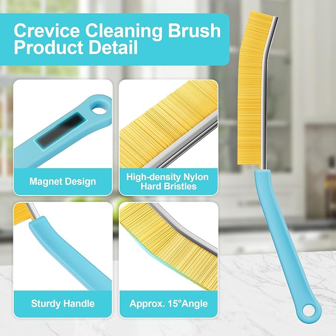 JOYMOOP 4 Pack Crevice Cleaning Brush, Turquoise Hard Bristle Grout Brush - Image 6