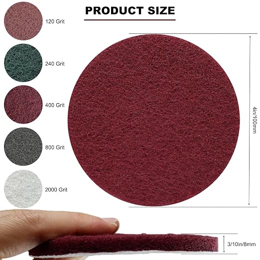20 PCS 4 Inch 120-2000 Grit Hoop and Loop Scrubber Scouring Pads Drill Scuffing - Image 2