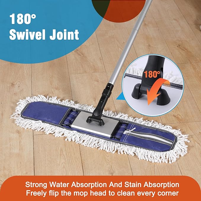 24" Commercial Dust Mop for Floor Cleaning, Heavy Duty Duster Floor Mop - Image 4